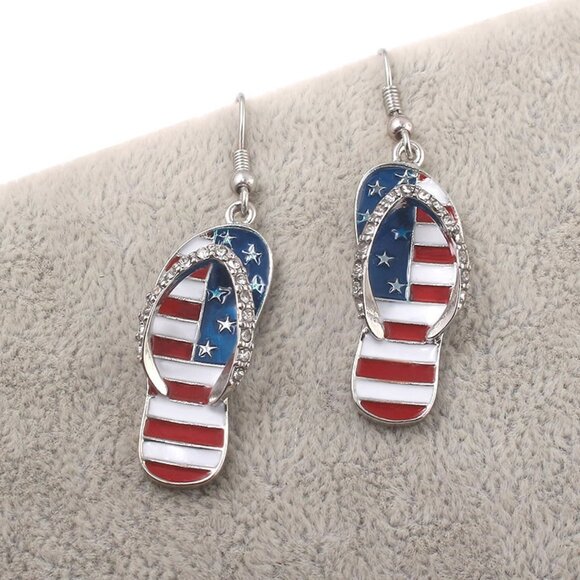 United States of America Shoe, Sandal Earrings American Flag, USA 4th of July - - Picture 1 of 10